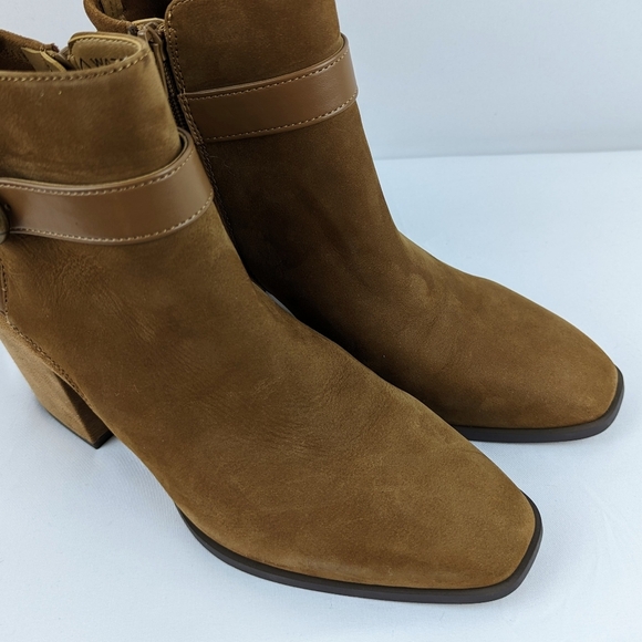 Vionic Tenley Ankle Boot Suede Leather Mid Shaft Zip Closure Toffee 9M NIB - Picture 6 of 15